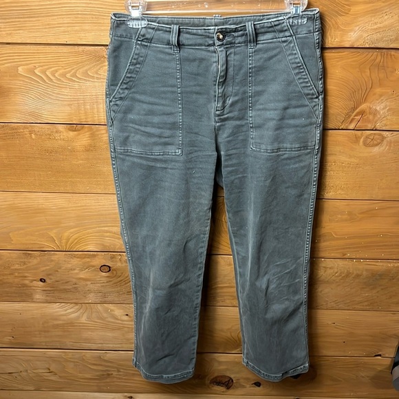 Faherty Women’s Slim Straight Leg Cropped Utility Pants Washed green Women's 29 - Picture 1 of 10